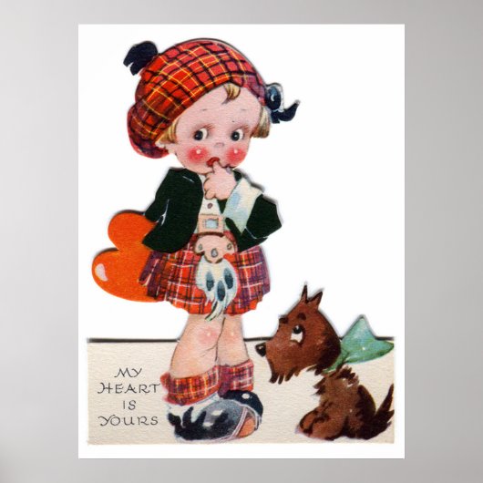 Cute girl retro  Valentijn poster (Voorkant)