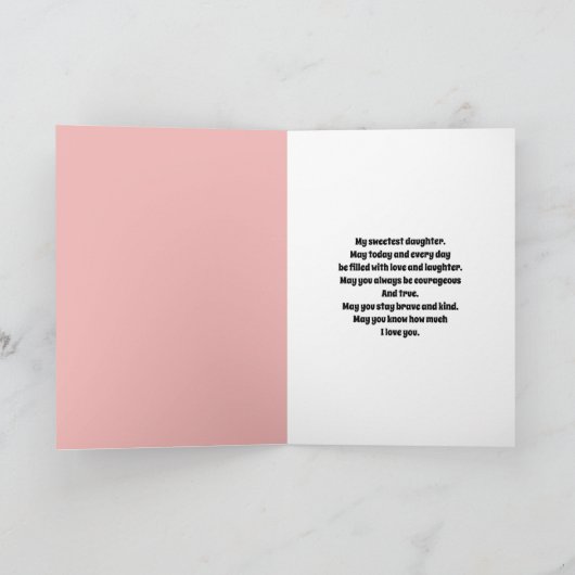 Cute girl riding bicycle daughter birthday wishes kaart (Binnen)