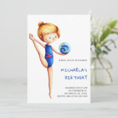 Cute Girl Ritmische Gymnastiek Verjaardagsfeestje Kaart (Staand voorkant)