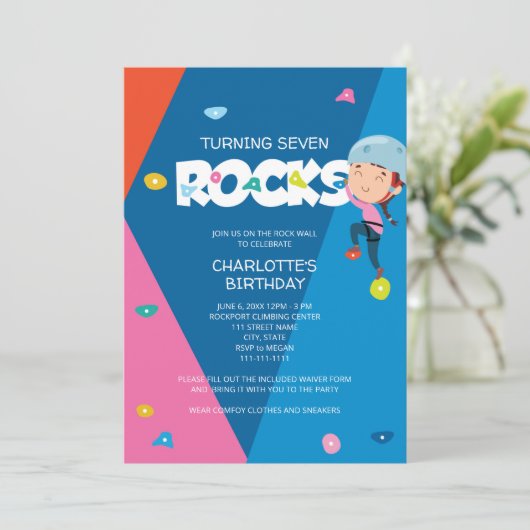 Cute Girl Rock tijdens de Birthday Invitation Kaart (Staand voorkant)