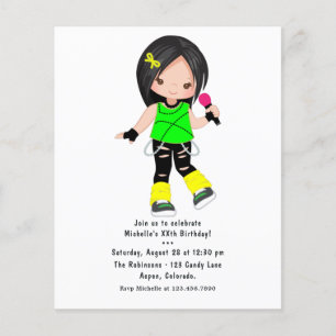 Cute Girl Rockster Verjaardagsfeestje Flyer