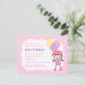 Cute Girl Roller Skating Birthday Party Kaart (Staand voorkant)