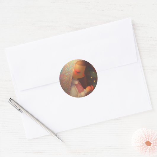 Cute Girl Ronde Sticker (Envelop)