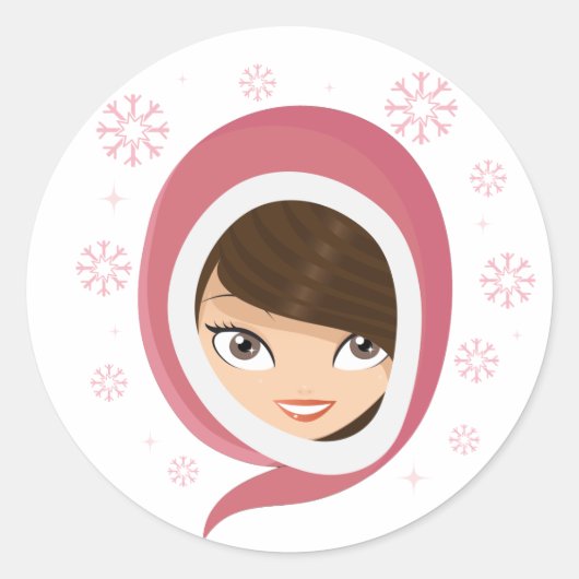 Cute Girl Ronde Sticker (Voorkant)