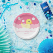 Cute Girl Rubber Ducky Baby shower Papieren Bordje (Feest)