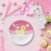 Cute Girl Rubber Ducky Baby shower Papieren Bordje (Feest)