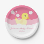 Cute Girl Rubber Ducky Baby shower Papieren Bordje (Voorkant)