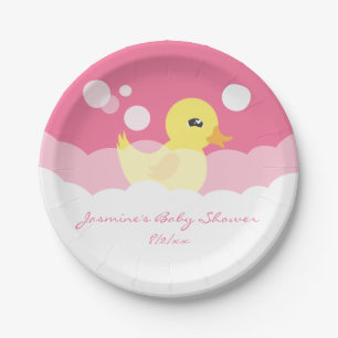 Cute Girl Rubber Ducky Baby shower Papieren Bordje