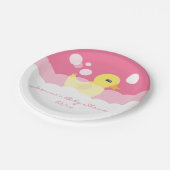 Cute Girl Rubber Ducky Baby shower Papieren Bordje (Gekanteld)