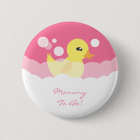 Cute Girl Rubber Ducky Baby shower Ronde Button 5,7 Cm (Voorkant)