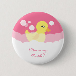 Cute Girl Rubber Ducky Baby shower Ronde Button 5,7 Cm