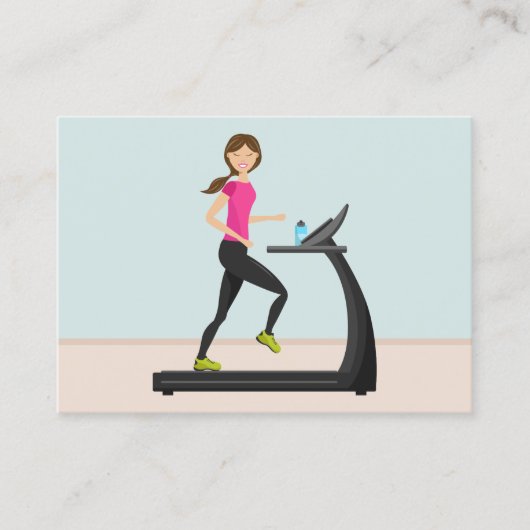 Cute Girl Running Illustration Personal Trainer Visitekaartje (Voorkant)