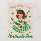 Cute Girl Shamrock St Patrick's Day Kaart (Voorkant)