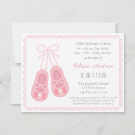 Cute Girl Shoes Ballerina Baby Shower Invitations Kaart