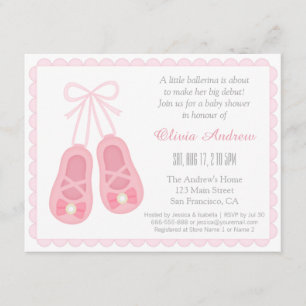 Cute Girl Shoes Ballerina Baby Shower Invitations Kaart