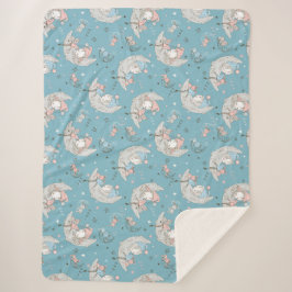 Cute Girl slaapt op de maan met een bunny Sherpa Deken