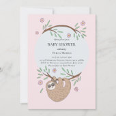 Cute Girl Slapende Sloth and Name Baby shower Kaart (Voorkant)