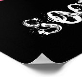 Cute Girl Sock Monkey Black Pink Stripes Poster (Hoek)