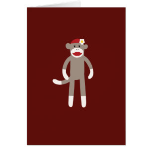 Cute Girl Sock Monkey op rood