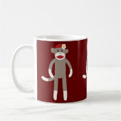 Cute Girl Sock Monkey op rood Koffiemok (Links)