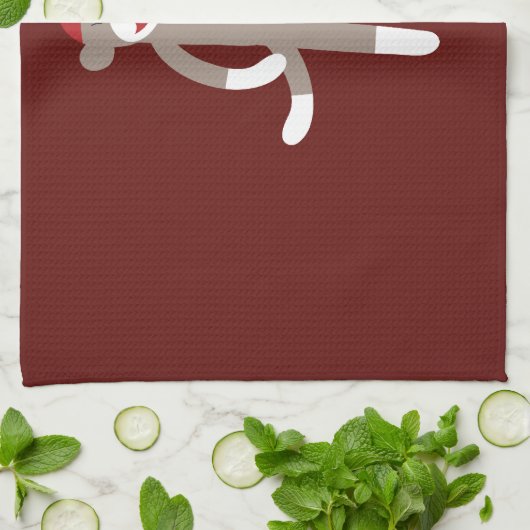 Cute Girl Sock Monkey op rood Theedoek (Gevouwen)