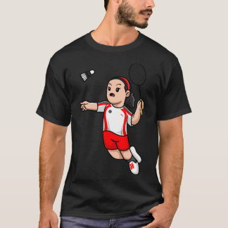 Cute Girl-speelbadminton-Cartoon T-shirt