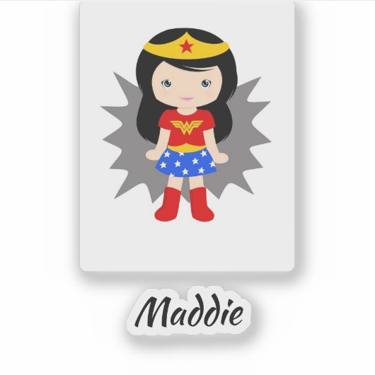 Cute Girl Superheld Sticker (Voorkant)