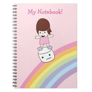 Cute Girl Surfs-regenboog op Marshmallow-laptop Notitieboek