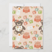 Cute Girl Teddy Beer Babyshower Uitnodiging (Achterkant)