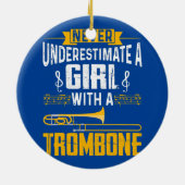 Cute Girl Trombone Player Funny Trombone Gift Keramisch Ornament (Achterkant)