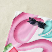Cute Girl Tropical Flamingo Personalized Strandlaken (In situ)