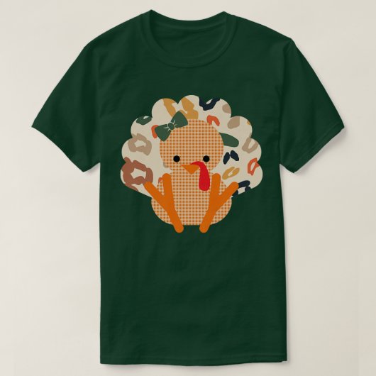 Cute Girl Turkey Thanksgiving Herfst Leopard Premi T-shirt (Design voorkant)