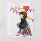 Cute Girl-uitnodigingen Kaart (Voorkant)