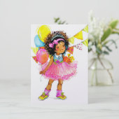 Cute Girl-uitnodigingen Kaart (Staand voorkant)