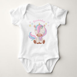 Cute Girl Unicorn en Stars Baby Bodysuit