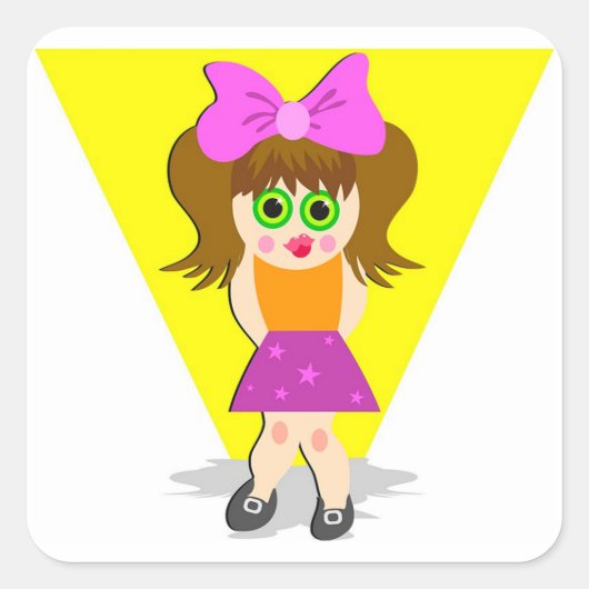 Cute Girl Vierkante Sticker (Voorkant)