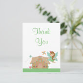 Cute girl vliegende fee bedankt je briefkaart (Staand voorkant)