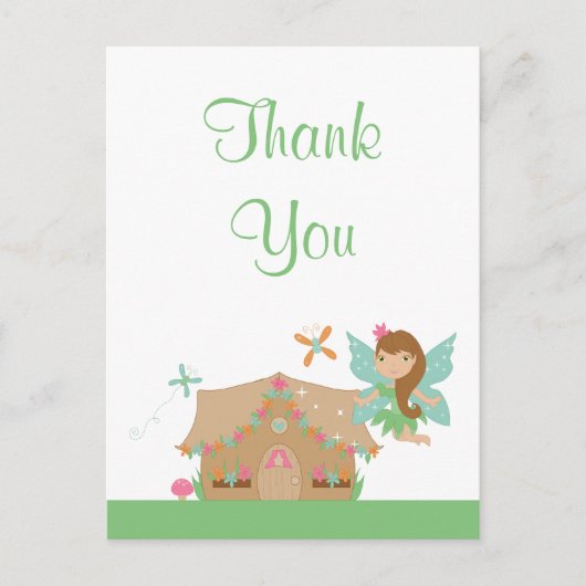 Cute girl vliegende fee bedankt je briefkaart (Voorkant)