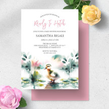 Cute Girl Watercolor Eend Baby Shower