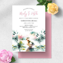 Cute Girl Watercolor Eend Baby Shower Kaart
