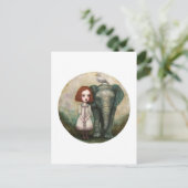 Cute Girl With Elephant and Bird Briefkaart (Staand voorkant)