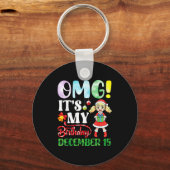 Cute Girl With Presents Omg Its My Birthday On Dec Sleutelhanger (Voorkant)