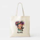 Cute Girl with Puppy Tote Bag (Achterkant)