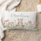 Cute Girl Woodland Animals Roze Baby Kussen (Deken)