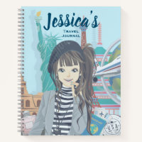 Cute Girl World Travel geïllustreerd op persoonlij