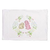 Cute Girl Wreath Bunny Pillowcase Kussensloop (Achterkant)