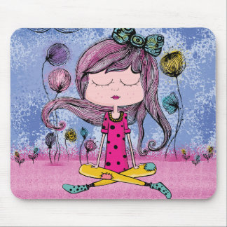 Cute Girl Yoga Illustratie Muismat
