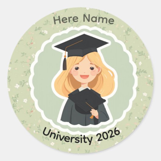 Cute Girle  Graduation Sticker (Voorkant)