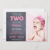 Cute Girls 2e verjaardag Roze Chalkboard Kaart (Voorkant)