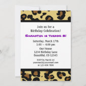 Cute Girls Animal Print Leopard Birthday Invite Kaart (Achterkant)